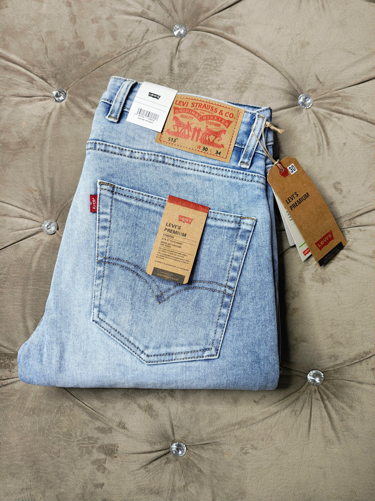Levis Mens 505 Mid Rise Straight Fit Cotton Stretch Blend Jeans