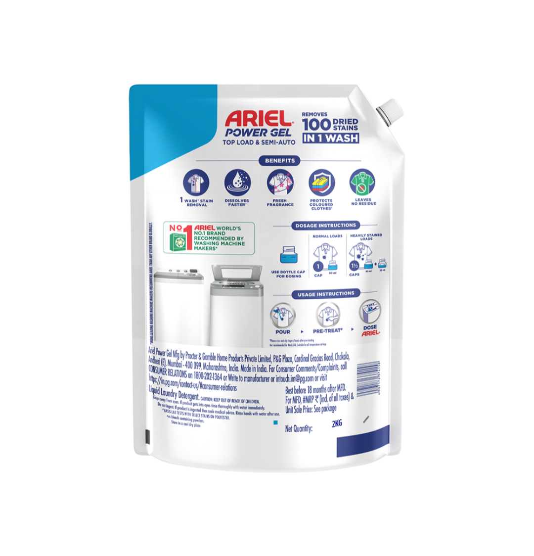 Ariel Power Gel Top Load Liquid Detergent - 3kg