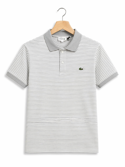 LACOSTE Stripe Premium Cotton Polo T-Shirt