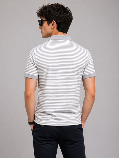 LACOSTE Stripe Premium Cotton Polo T-Shirt