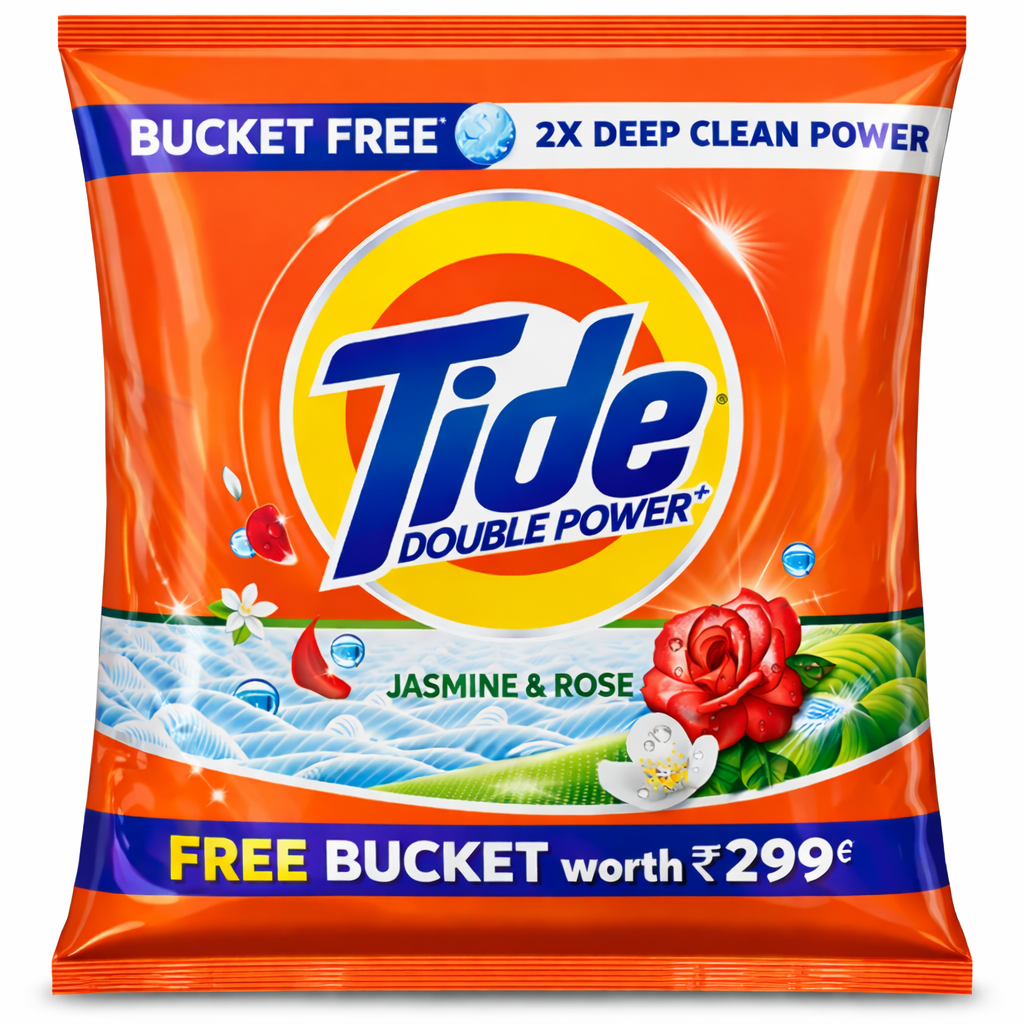 Tide Plus Double Power Jasmine & Rose 5kg + 1 Bucket ₹299 FREE