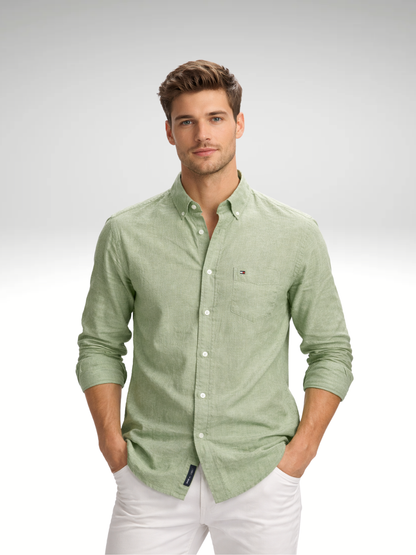 Tommy Hilfiger Light Green Linen Shirt – Premium Summer Special