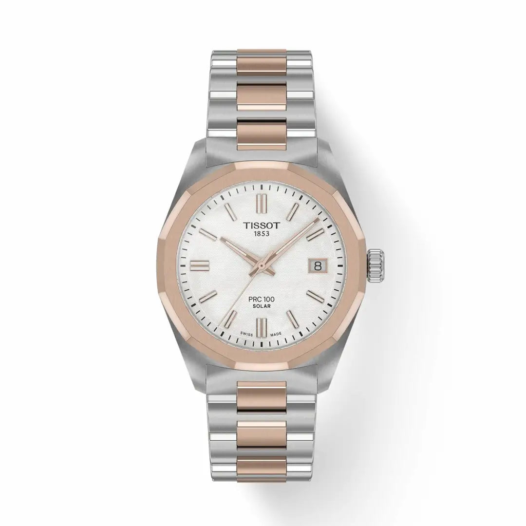 Tissot PRC 100 Solar 39mm Silver & Rose Gold