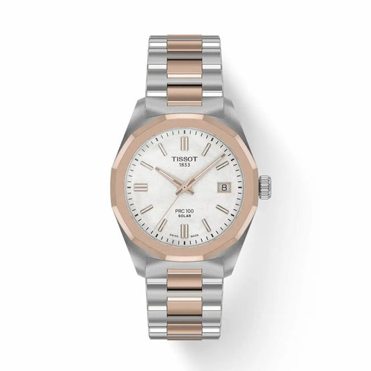 Tissot PRC 100 Solar 39mm Silver & Rose Gold