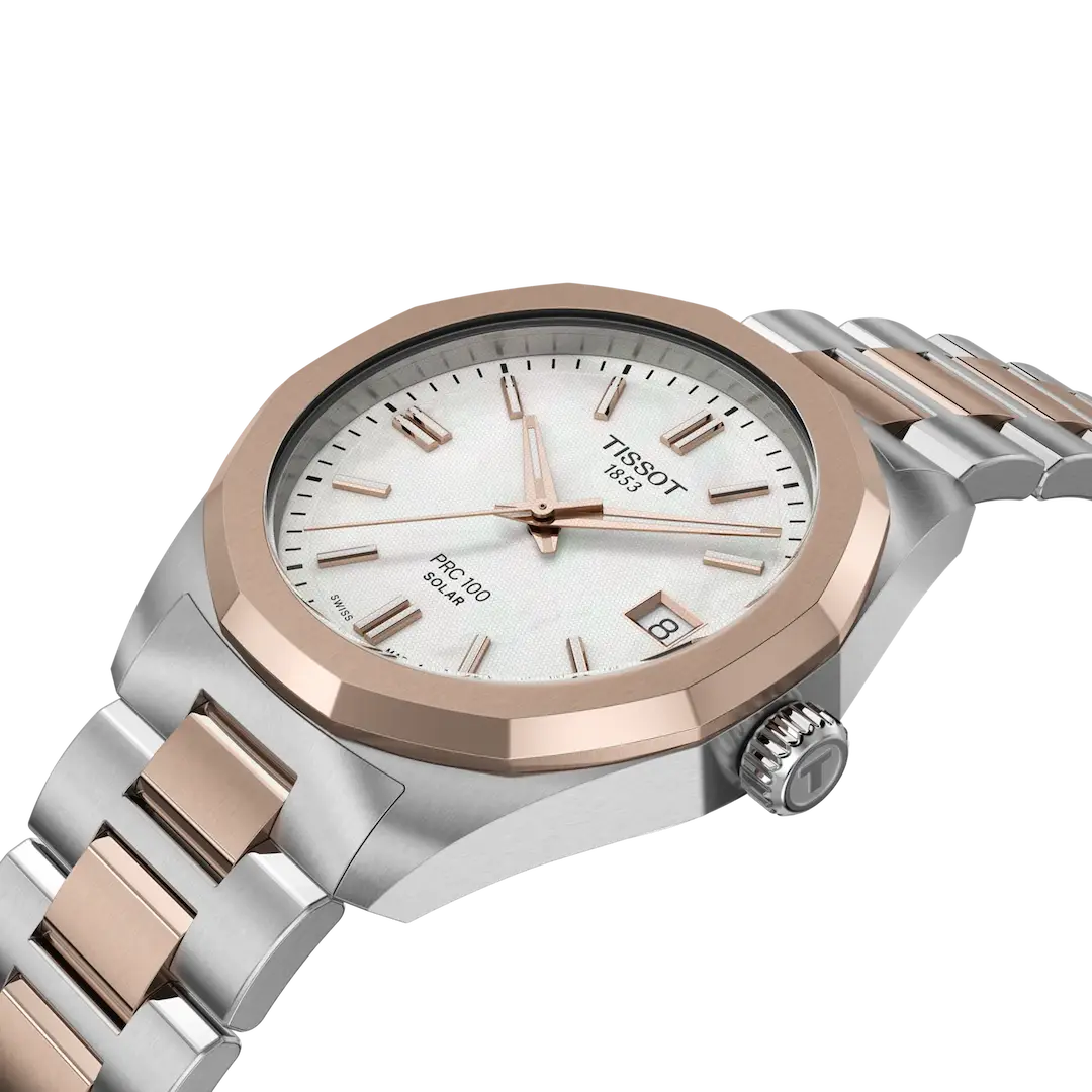 Tissot PRC 100 Solar 39mm Silver & Rose Gold