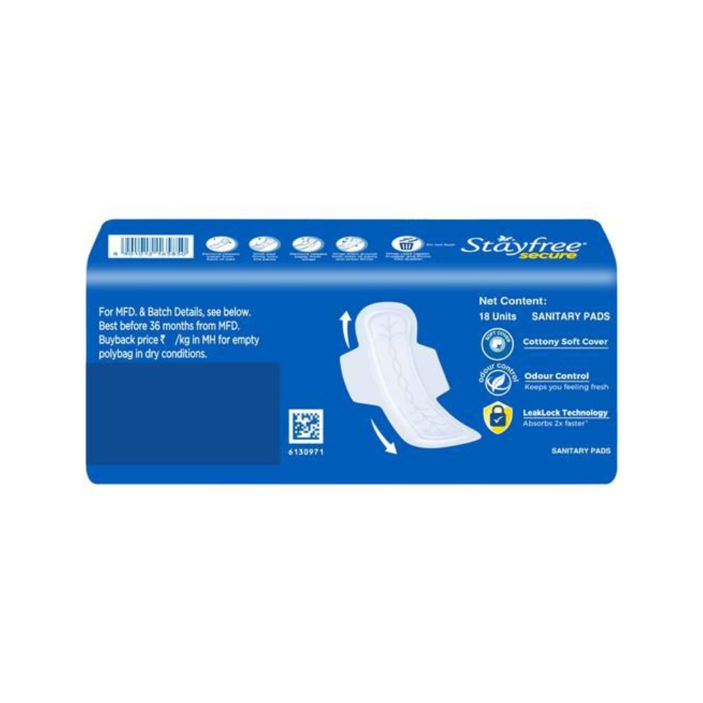 Stayfree Secure XL Cottony Comfort Sanitary Pads (18 unit )