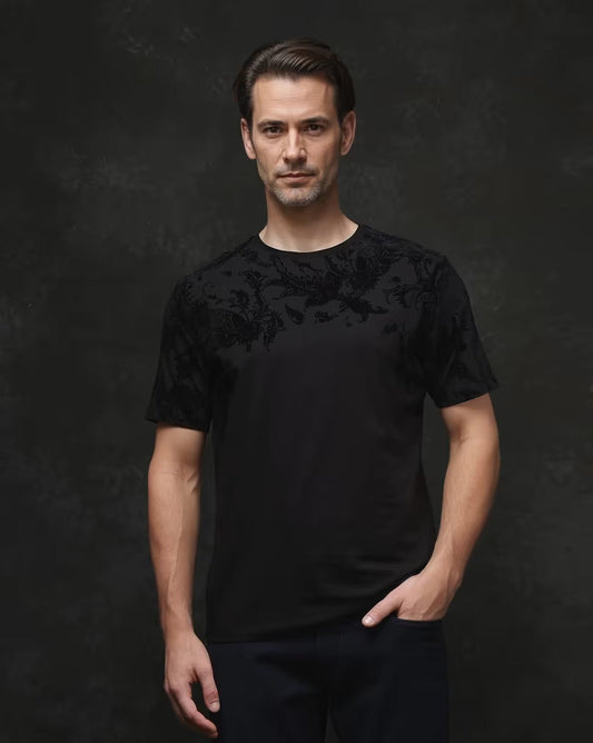Rate Rabbit black
regular fit paisley print t shirt