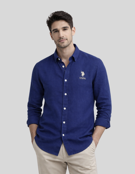 U.S. Polo Assn. Navy Blue Linen Shirt