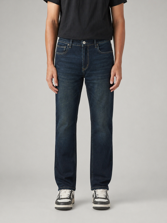 Levi's Mens 505 Mid Rise Straight Fit Cotton Stretch Blend Jeans