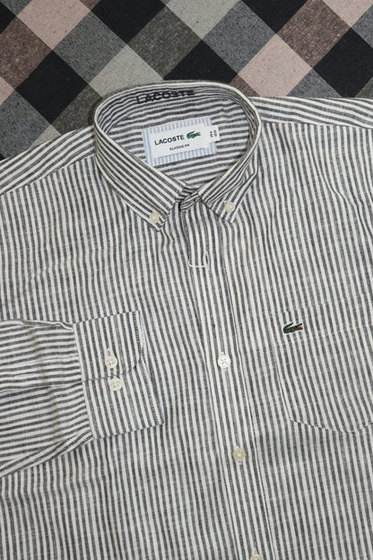 Lacoste Premium Striped Cotton Shirt- Classic Fit
