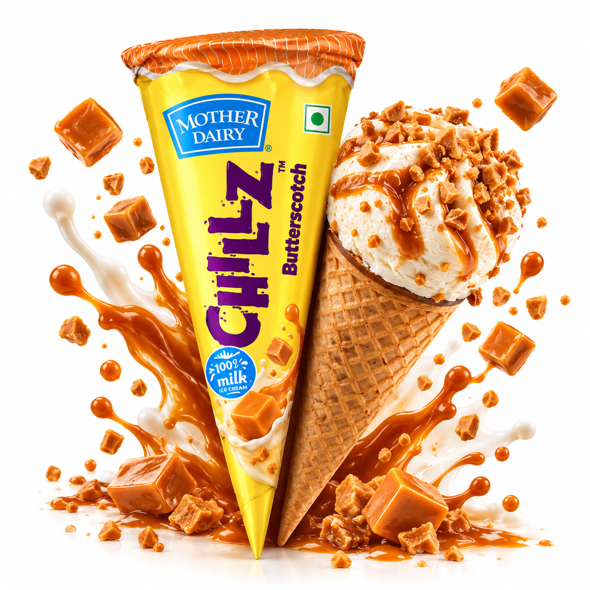 Mother Dairy ButterScotch Cone - 100ml
