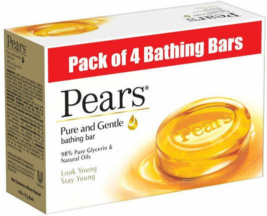 Pears Pure & Gentle Bathing Bar - Pack Of 4 (75gm Each)