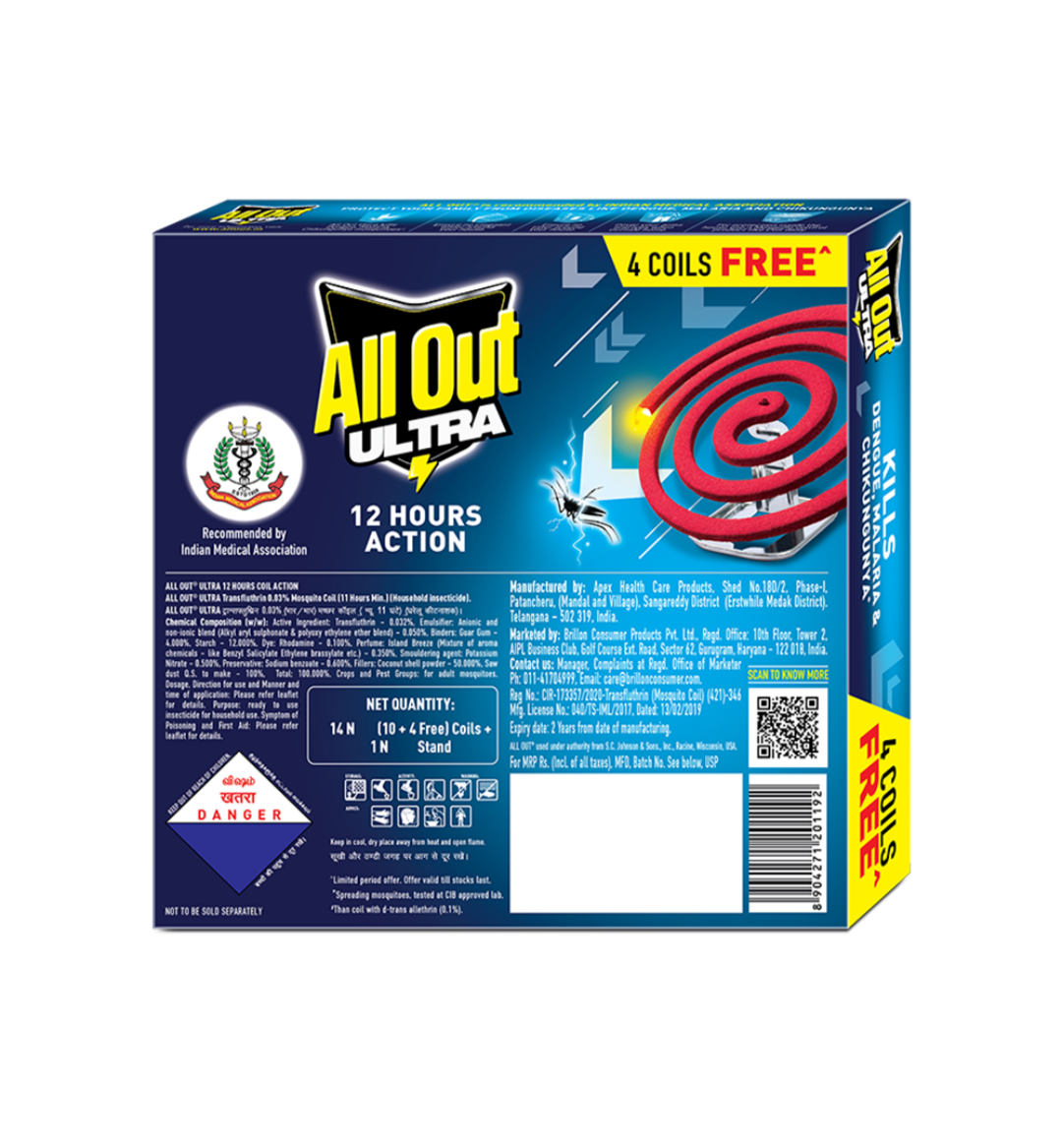 All out Ultra 12 hr Action Mosquito Coils -14Pcs