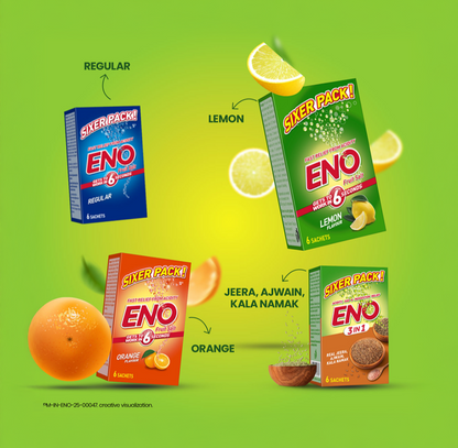 Eno Fruit Salt Sachets - Lemon Flavour, 6 Sachets
