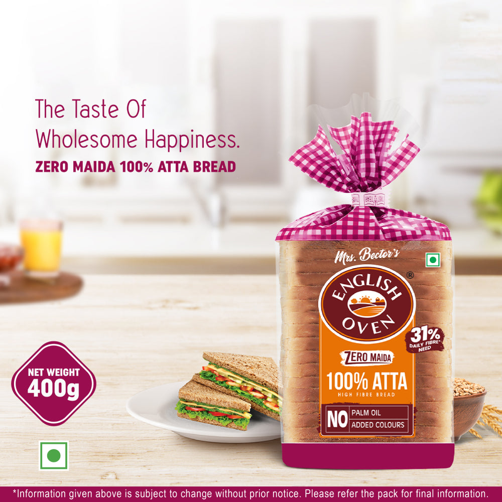 English Oven Zero maida 100% Atta/ Wheat Bread - 400g
