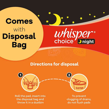 Whisper Choice Overnight Sanitary Pad For Women With Wings - XXL 6 Pads