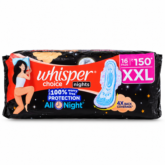 Whisper Choice Overnight Sanitary Pad For Women With Wings - XXL 16 Pads