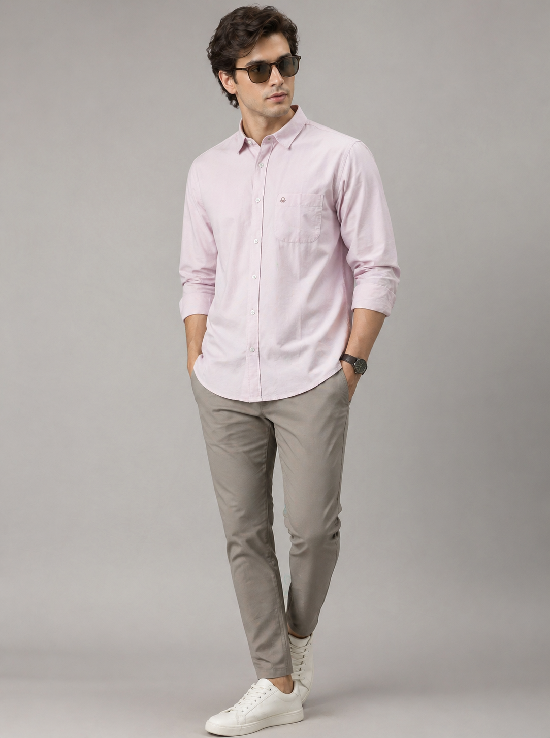 United Colors of Benetton Premium Cotton Semi Formal Shirt
