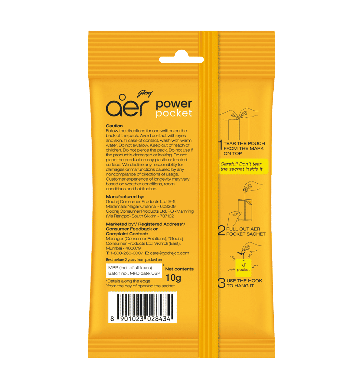 Godrej Aer Power Pocket Lemon Tangy Delight Bathroom Fragrance 10 Gm