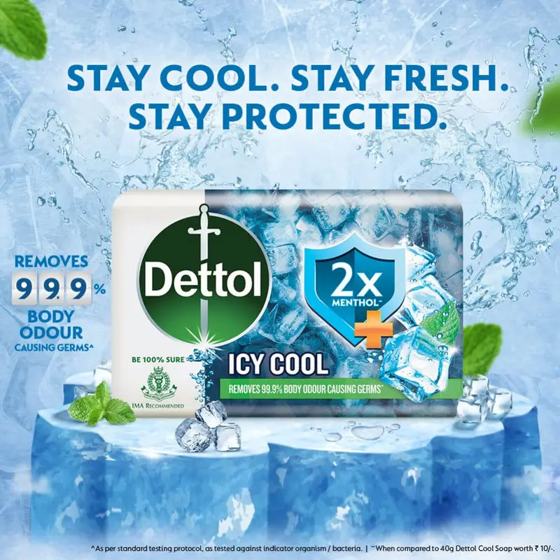 Dettol Icy Cool Bathing Soap Bar - 4×150g