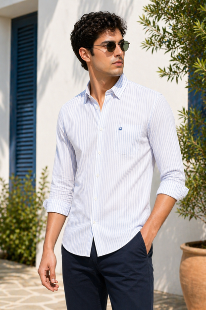 United Colors of Benetton Stripe Smart Fit Casual Shirt