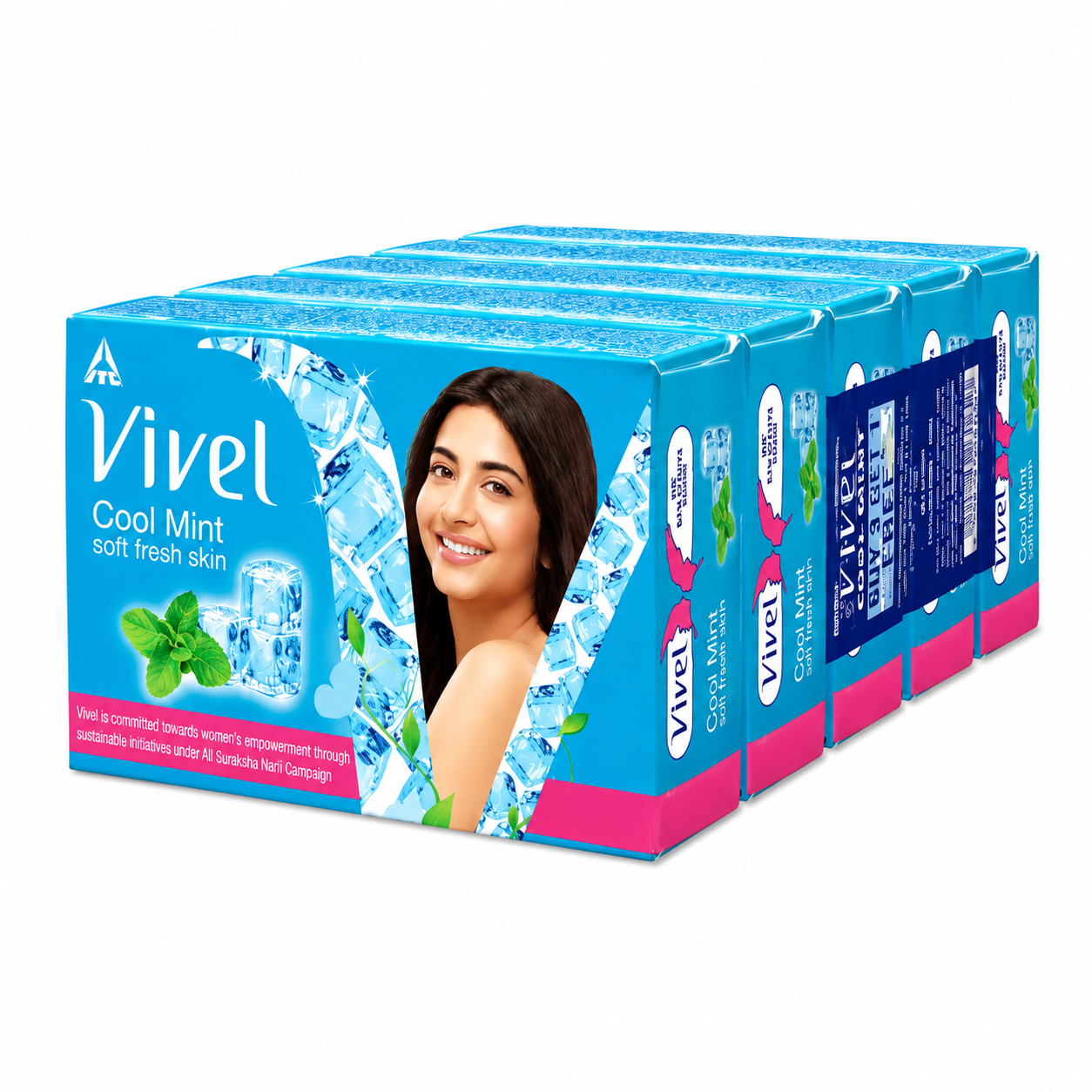 Vivel Cool Mint Soft Fresh Skin Bathing Soap - 400g (Buy 3 Get 1)
