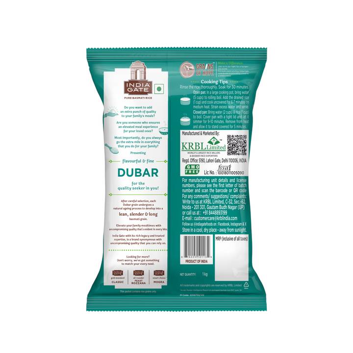 India Gate Basmati Rice Dubar - 1kg