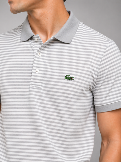 LACOSTE Stripe Premium Cotton Polo T-Shirt