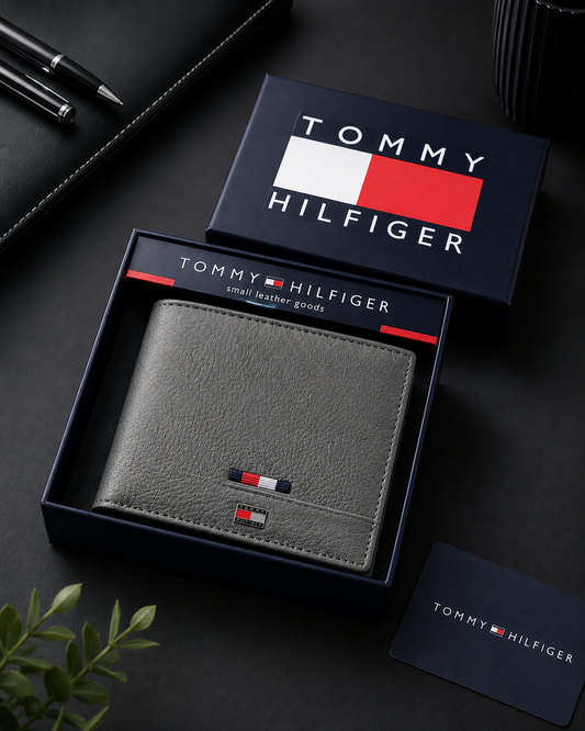 Tommy Hilfiger Lannon Men Leather Global Textured Wallet - Grey