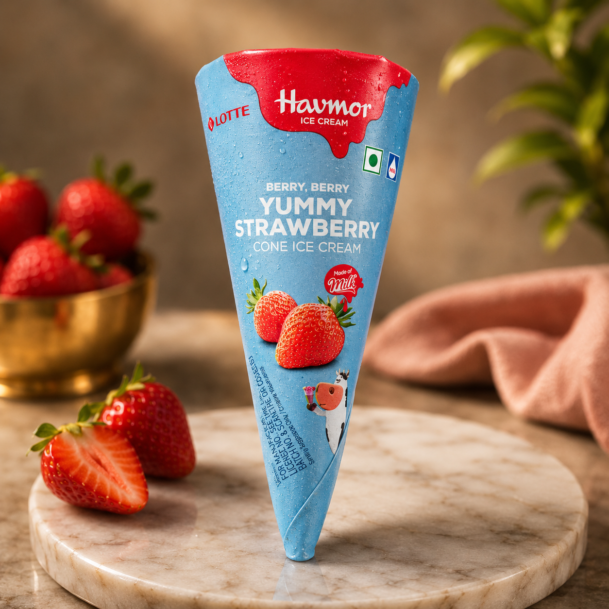 Havmor Yummy Strawberry Cone - 110ml