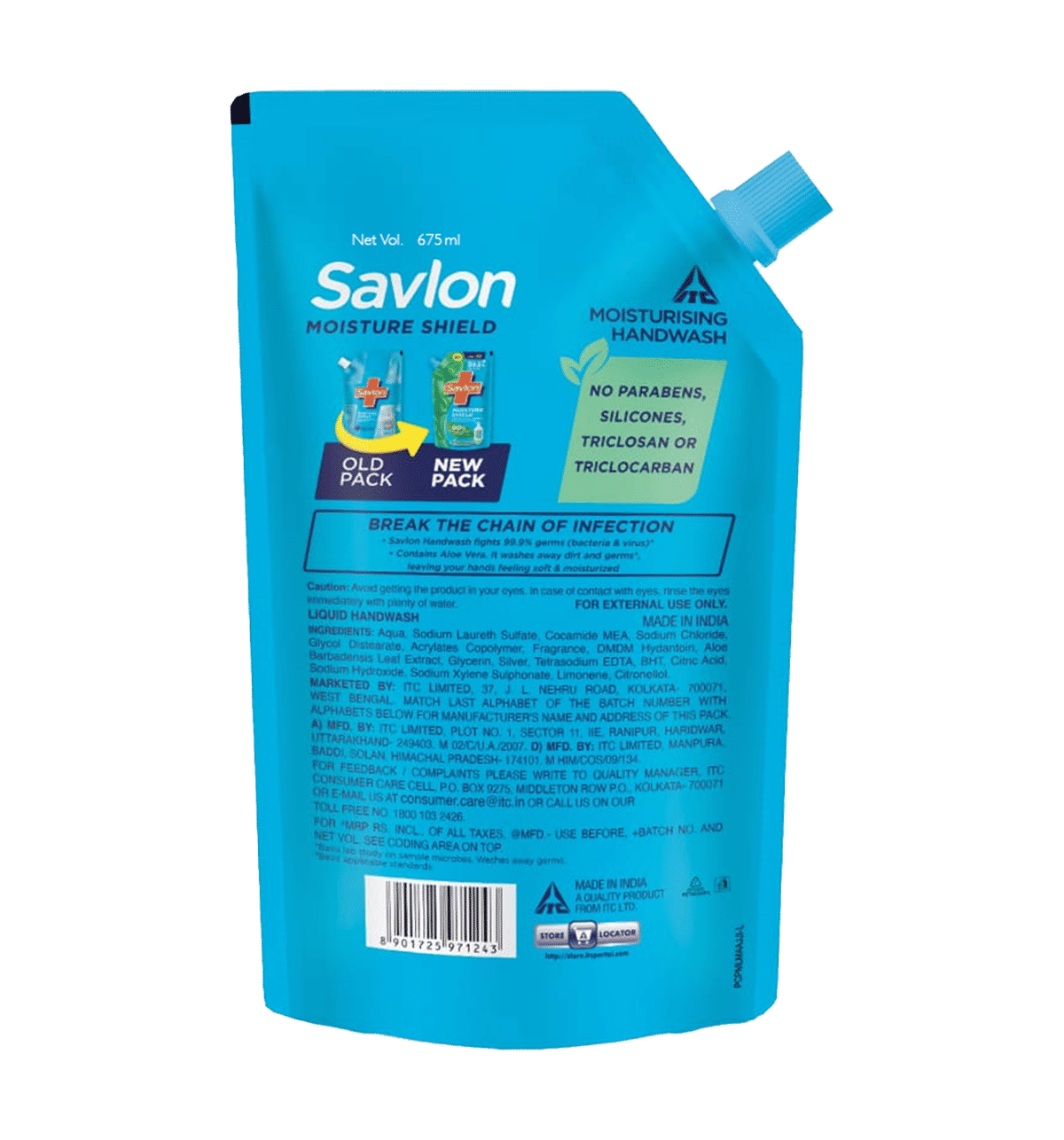 Savlon Moisture Shield Hand Wash, 1× 175 ml Pouch
