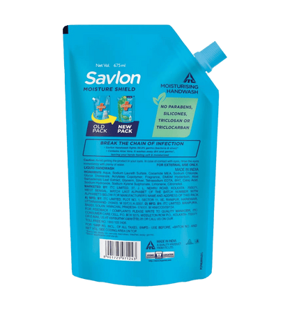 Savlon Moisture Shield Hand Wash, 1× 175 ml Pouch