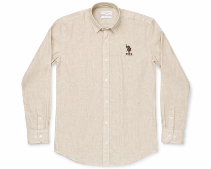 U.S. Polo Assn. Beige Linen Shirt –  Summer Casual Shirt