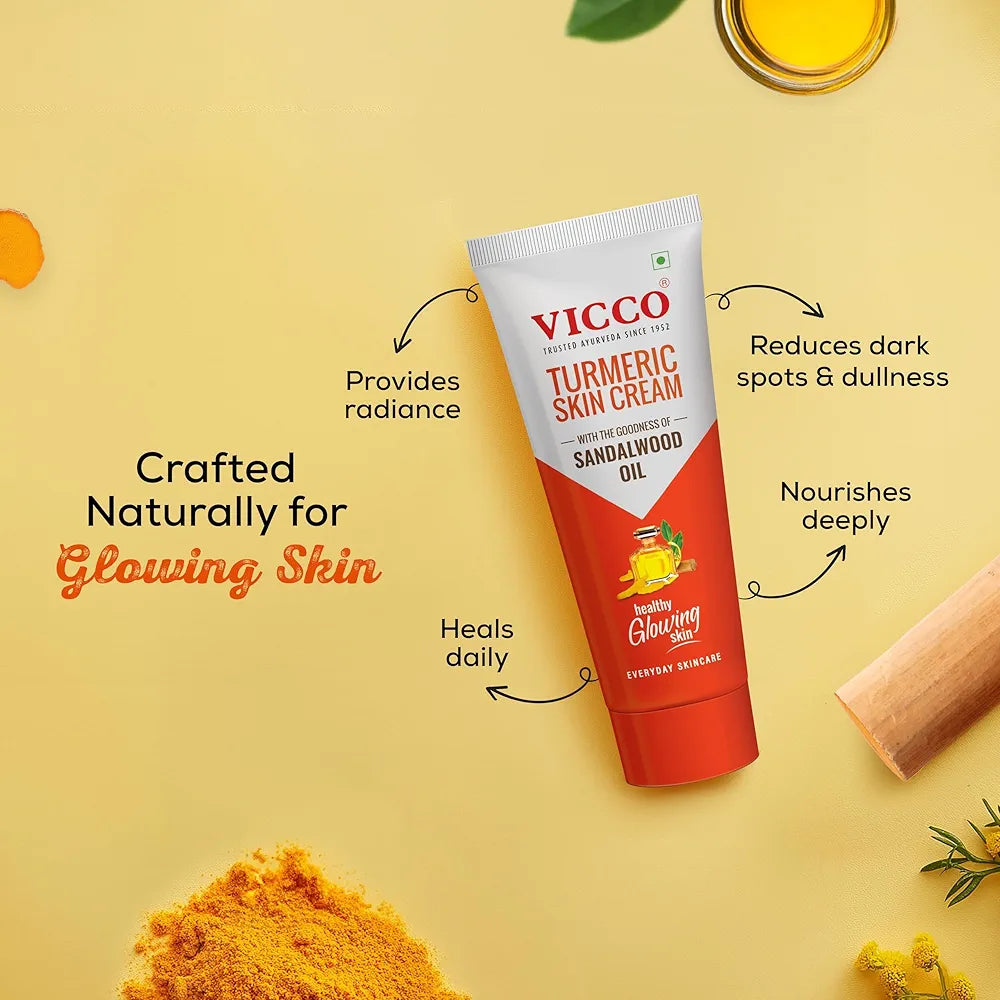 Vicco Turmeric Skin Cream with Goodness of Sandalwood Oil - 70g