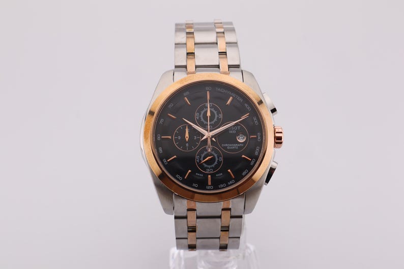Tissot 1853 Black Dial with Rosegold Bezel (Two-Tone Strap)