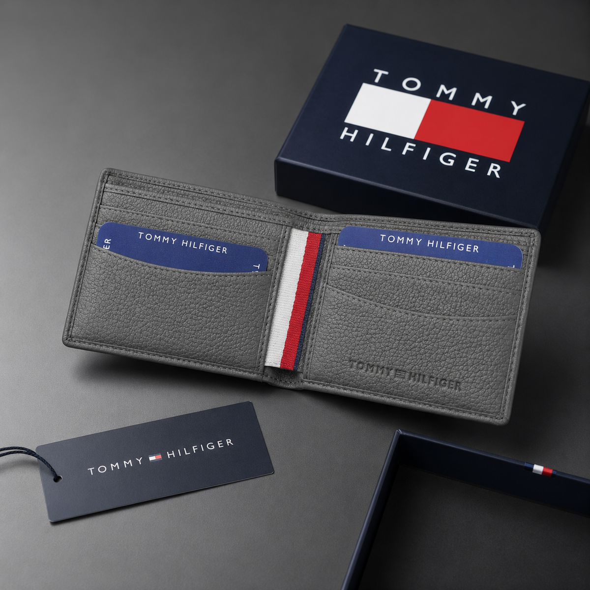 Tommy Hilfiger Lannon Men Leather Global Textured Wallet - Grey