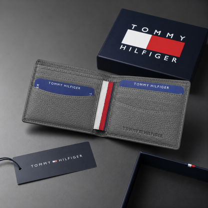 Tommy Hilfiger Lannon Men Leather Global Textured Wallet - Grey