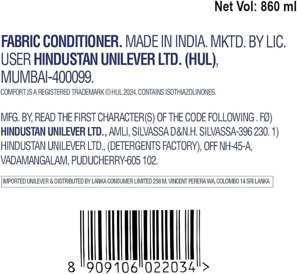 Comfort Morning Fresh Fabric Conditioner 860 ml Bottle