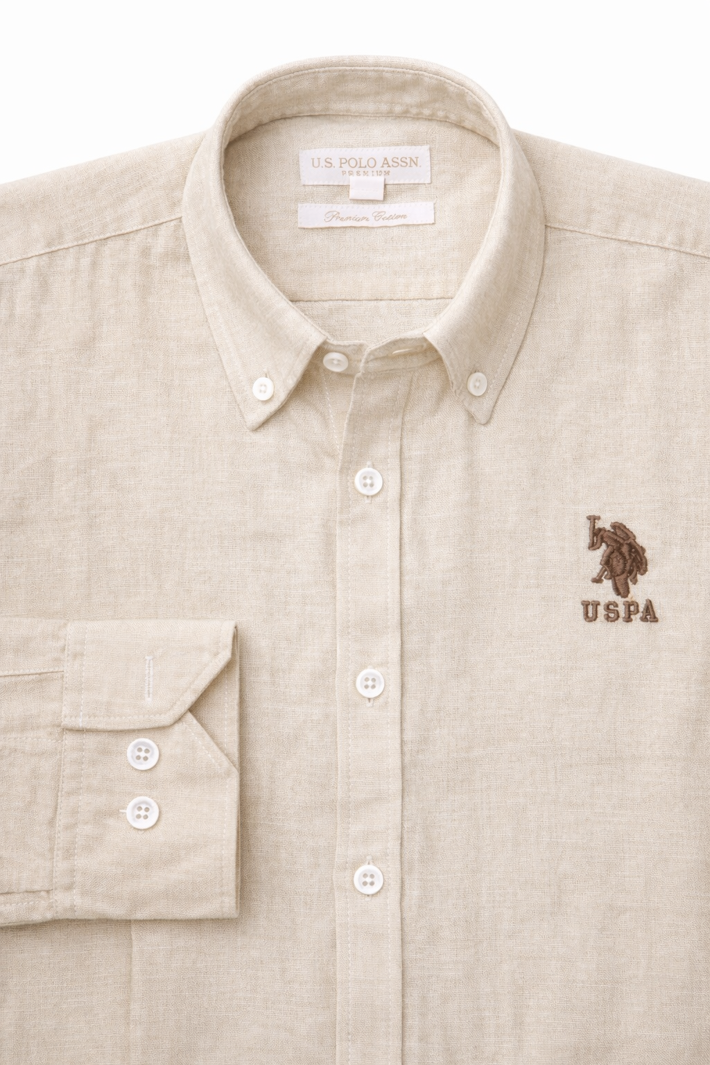 U.S. Polo Assn. Beige Linen Shirt –  Summer Casual Shirt