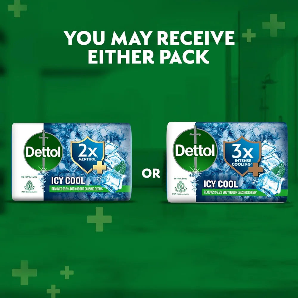 Dettol Icy Cool Bathing Soap Bar - (100g × 5)