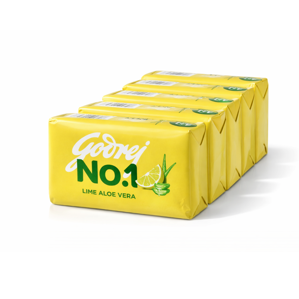 Godrej No.1 Lime & AloeVera Bath Soap - 100g (4+1 Free)