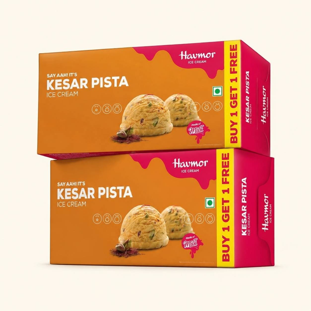 Havmor Kesar Pista Ice Cream Pack - 700g +700free