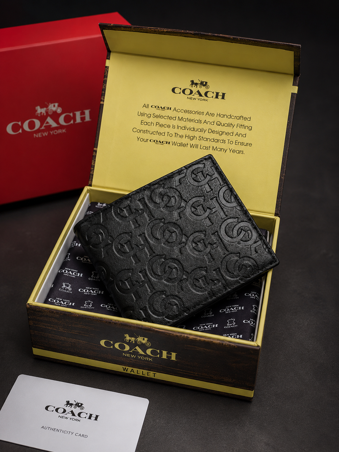 COACH Black Leather Wallet For Men's