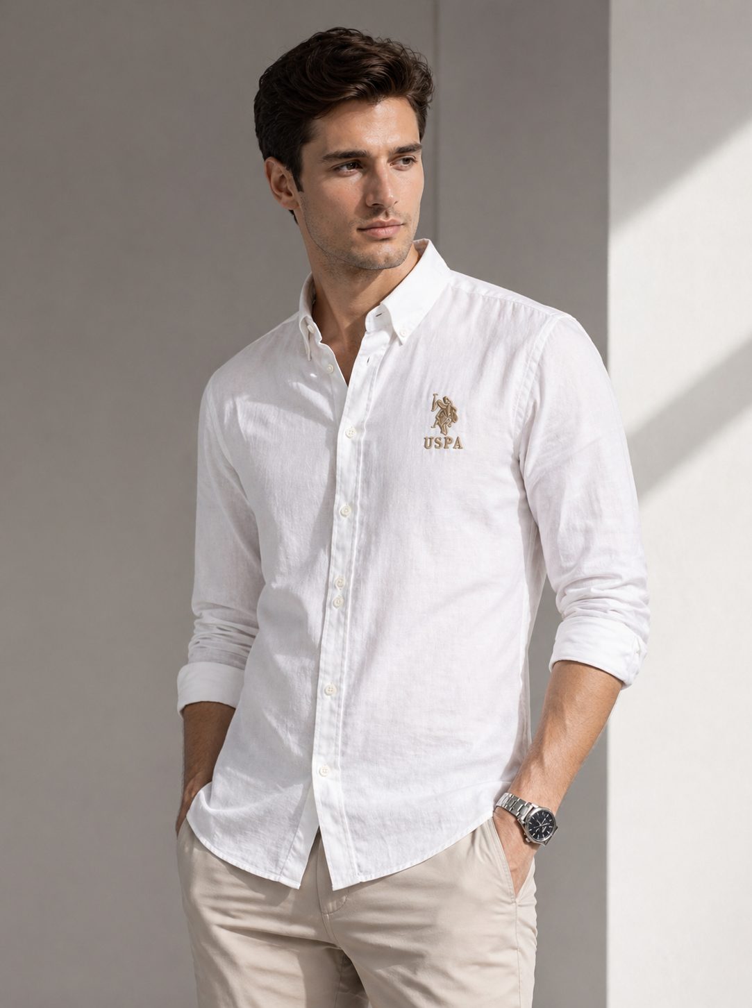U.S. Polo Assn. White Linen Shirt – Premium Casual Shirt
