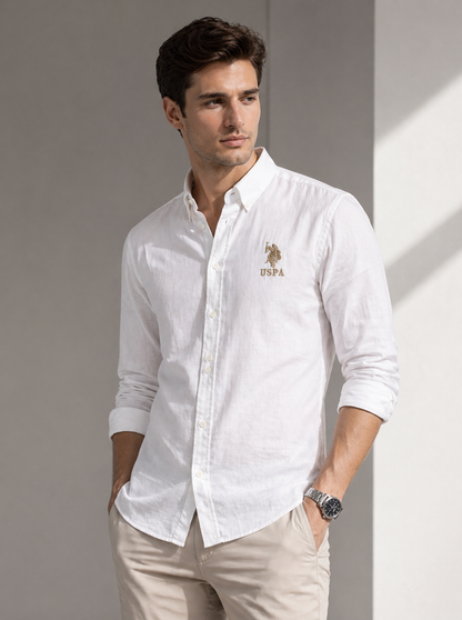 U.S. Polo Assn. White Linen Shirt – Premium Casual Shirt