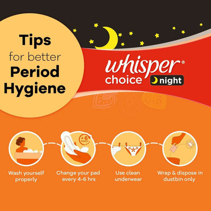 Whisper Choice Overnight Sanitary Pad For Women With Wings - XXL 6 Pads