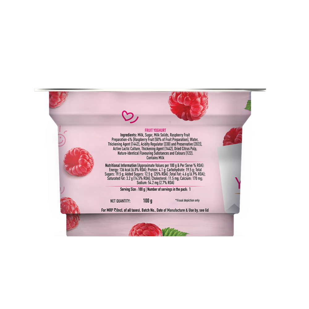 Mother Dairy Raspberry Flavoured Yogurt - 100g