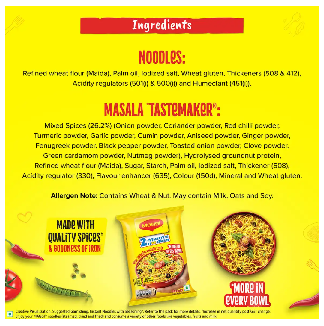Maggi Masala 2 Minutes Instant Noodles Made With Quality Spices: 75gm