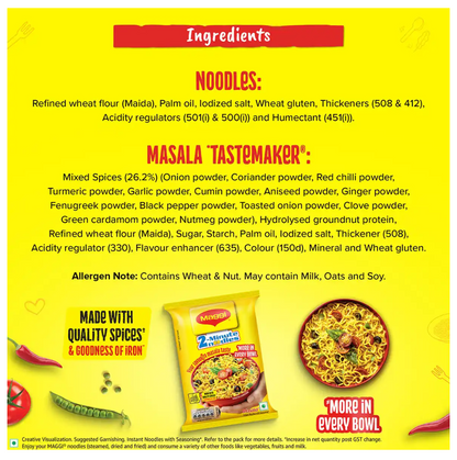 Maggi Masala 2 Minutes Instant Noodles Made With Quality Spices: 75gm