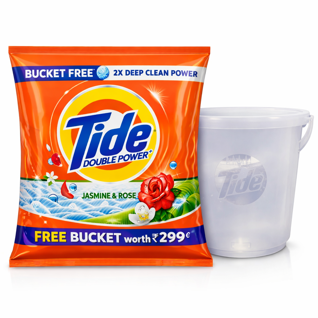Tide Plus Double Power Jasmine & Rose 5kg + 1 Bucket ₹299 FREE